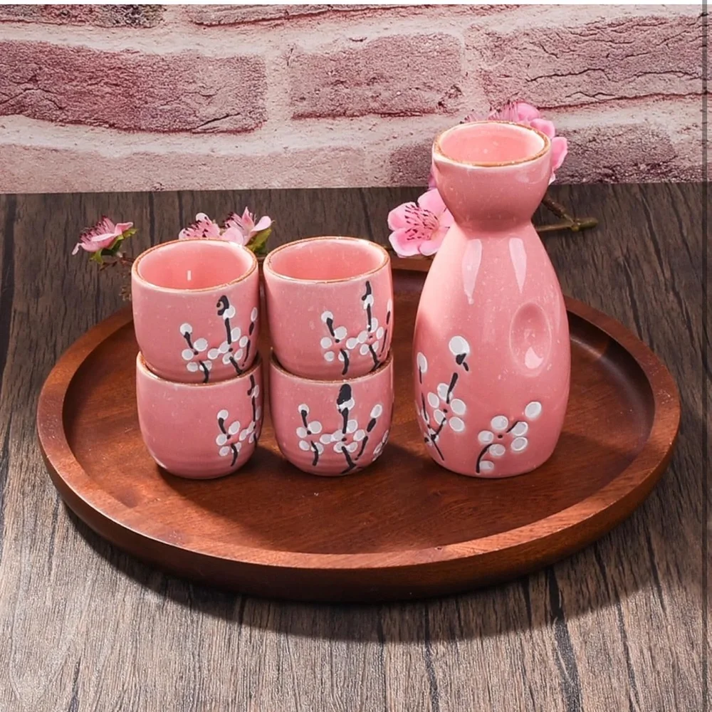 Pink Cherry Blossom Sake Set